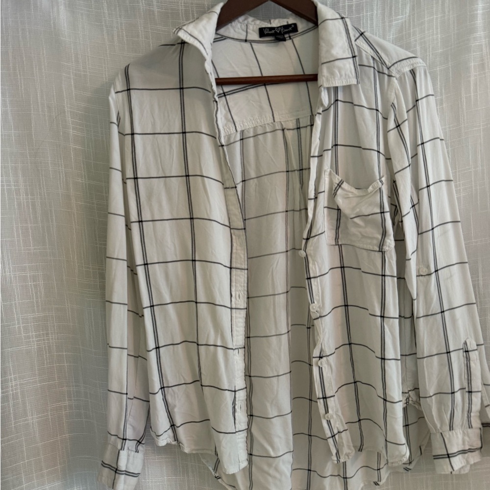 Velvet Heart White and Black Checkered Women's Shirt